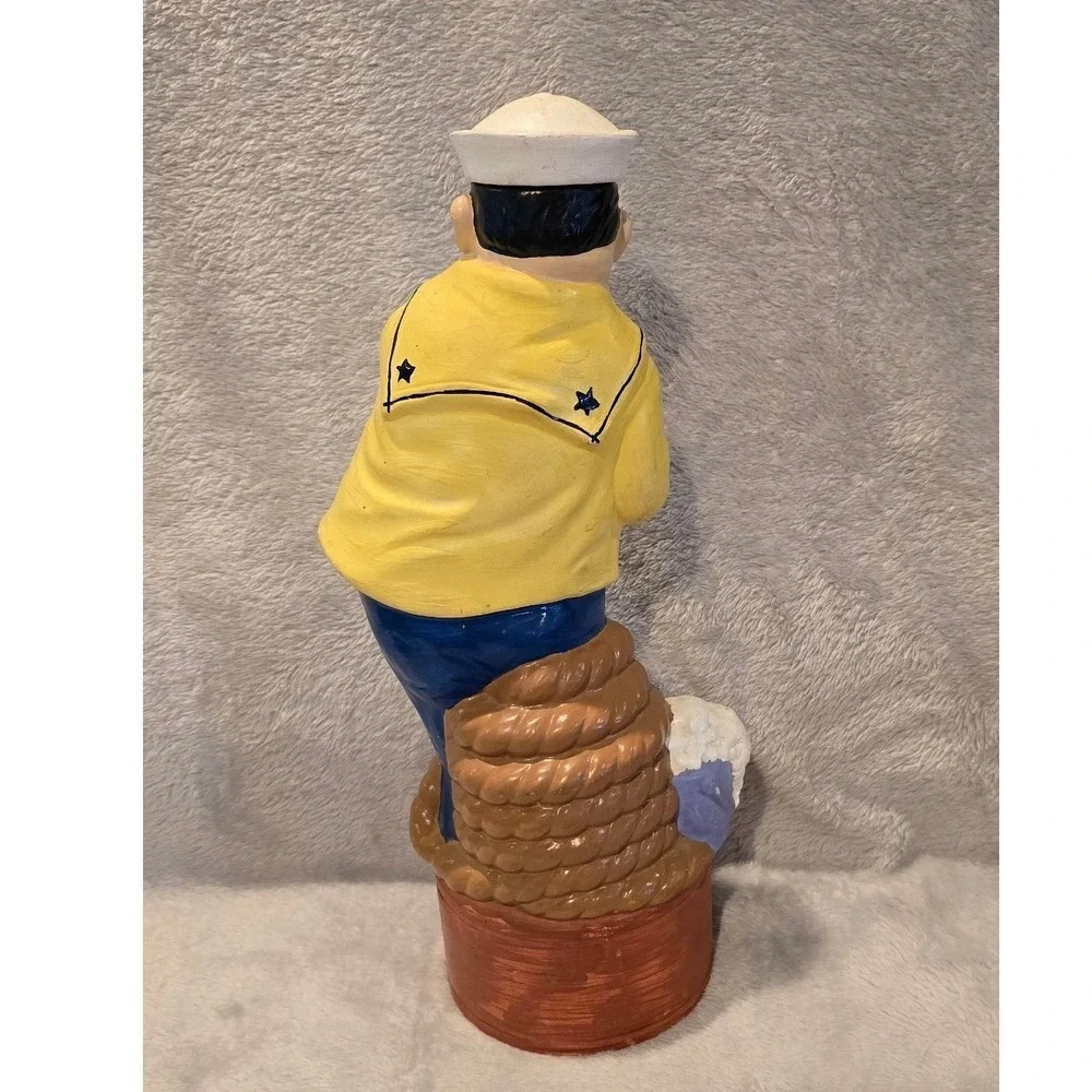 Vintage Ceramic Sailor Decanter Dark Rum Nautical Figurine Yellow Raincoat 12